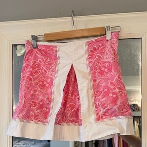 Lilly Pulitzer Pink and White Floral Pleated Mini Skirt